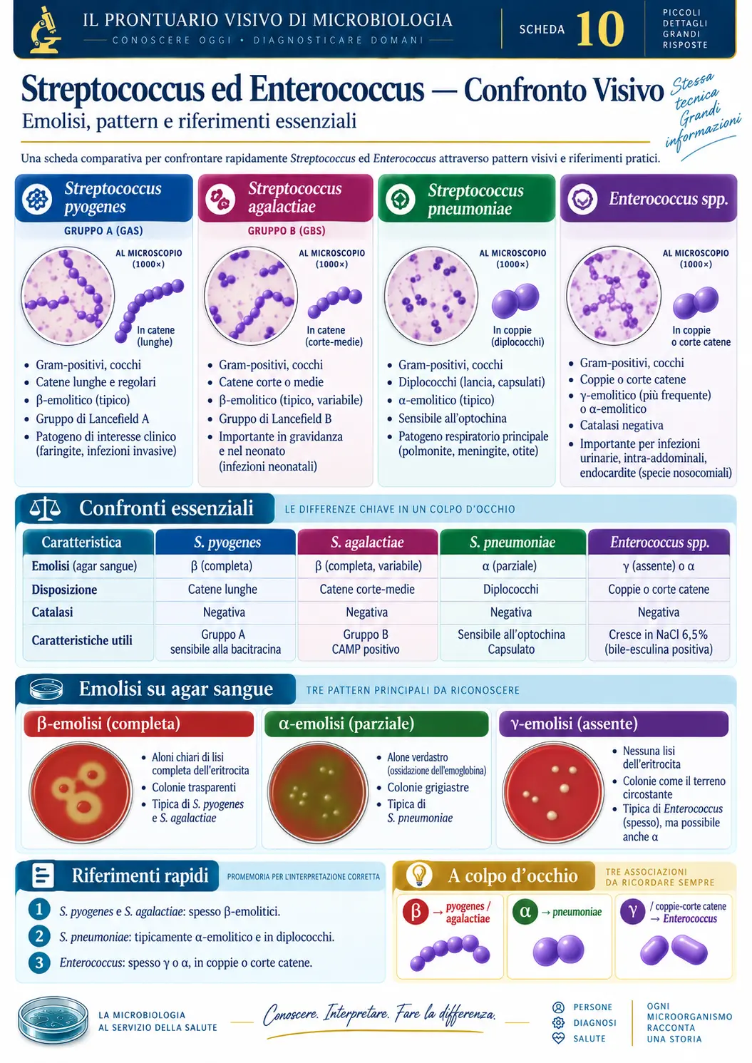 Streptococcus ed Enterococcus — Confronto Visivo